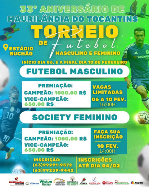 TORNEIO DE FUTEBOL! 33º ANIVERSÁRIO DE MAURILÂNDIA DO TOCANTINS!